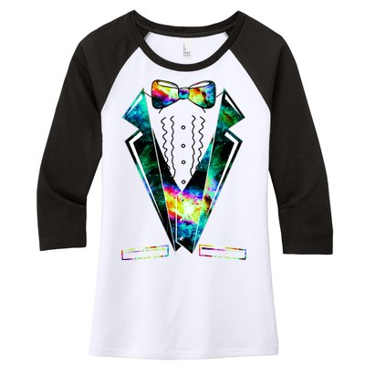 Space Galaxy Tuxedo Women's Tri-Blend 3/4-Sleeve Raglan Shirt