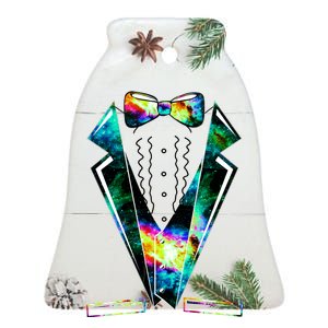 Space Galaxy Tuxedo Ceramic Bell Ornament