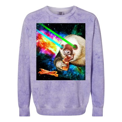 Space Hunger Dinner In Space Sloth Laser Pizza Colorblast Crewneck Sweatshirt