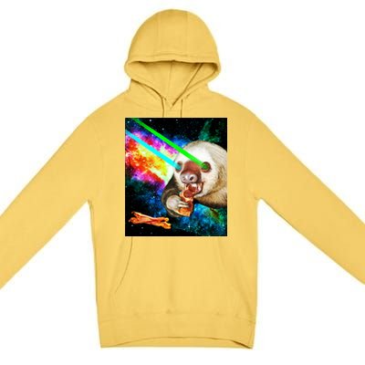 Space Hunger Dinner In Space Sloth Laser Pizza Premium Pullover Hoodie