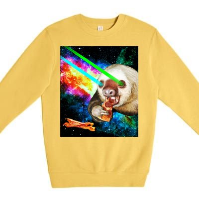 Space Hunger Dinner In Space Sloth Laser Pizza Premium Crewneck Sweatshirt