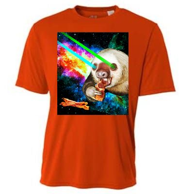 Space Hunger Dinner In Space Sloth Laser Pizza Cooling Performance Crew T-Shirt