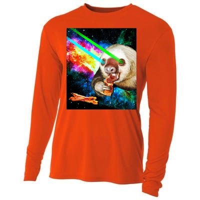 Space Hunger Dinner In Space Sloth Laser Pizza Cooling Performance Long Sleeve Crew