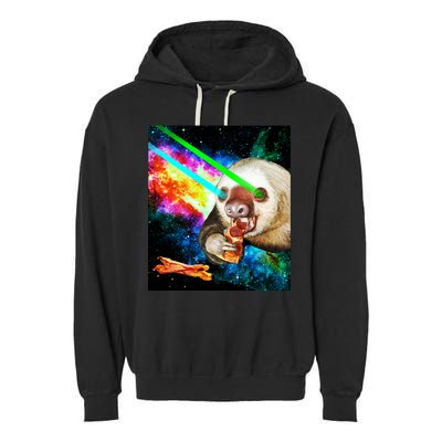 Space Hunger Dinner In Space Sloth Laser Pizza Garment-Dyed Fleece Hoodie