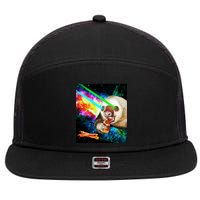 Space Hunger Dinner In Space Sloth Laser Pizza 7 Panel Mesh Trucker Snapback Hat