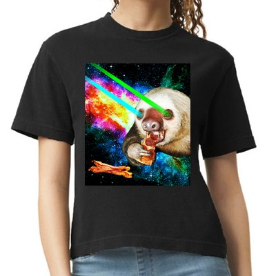 Space Hunger Dinner In Space Sloth Laser Pizza Comfort Colors Boxy T-Shirt