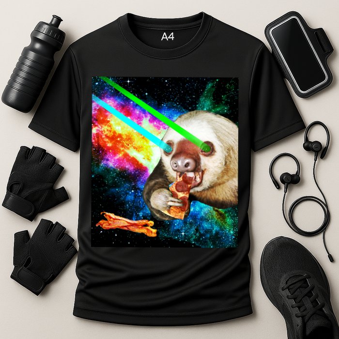 Space Hunger Dinner In Space Sloth Laser Pizza Performance Shirt