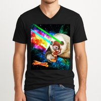 Space Hunger Dinner In Space Sloth Laser Pizza V-Neck T-Shirt