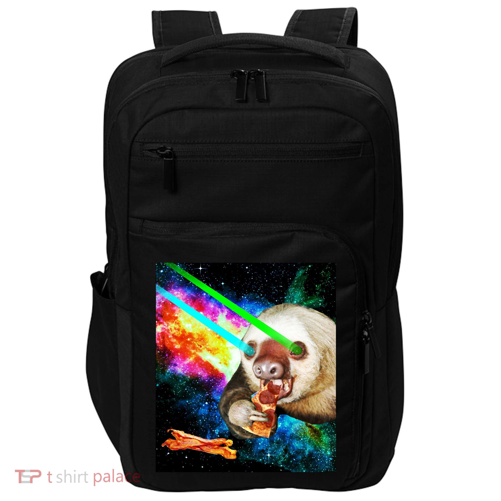 Space Hunger Dinner In Space Sloth Laser Pizza Impact Tech Backpack