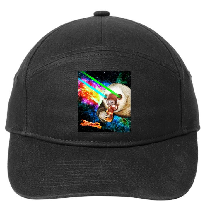 Space Hunger Dinner In Space Sloth Laser Pizza 7-Panel Snapback Hat