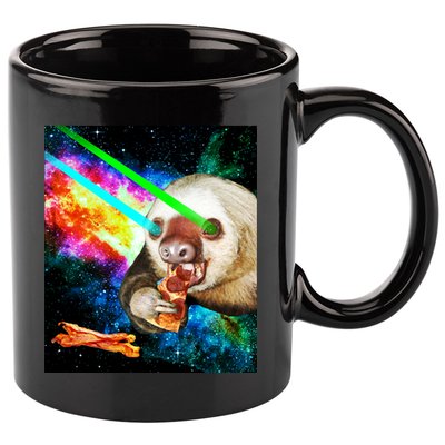 Space Hunger Dinner In Space Sloth Laser Pizza 11oz C Handle Ceramic Mug