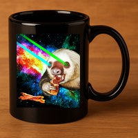 Space Hunger Dinner In Space Sloth Laser Pizza 11oz C Handle Ceramic Mug