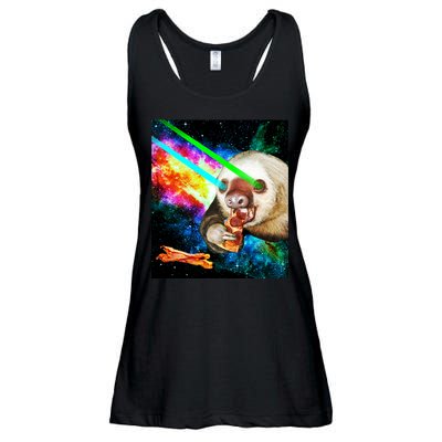Space Hunger Dinner In Space Sloth Laser Pizza Ladies Essential Flowy Tank