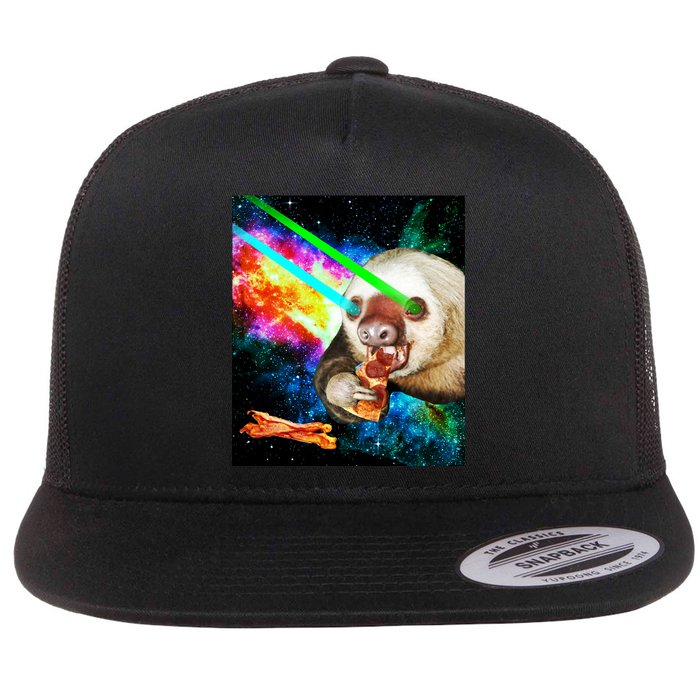 Space Hunger Dinner In Space Sloth Laser Pizza Flatbill Hat