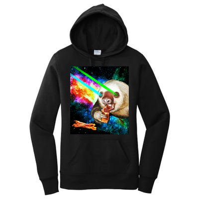 Space Hunger Dinner In Space Sloth Laser Pizza Women's Pullover Hoodie