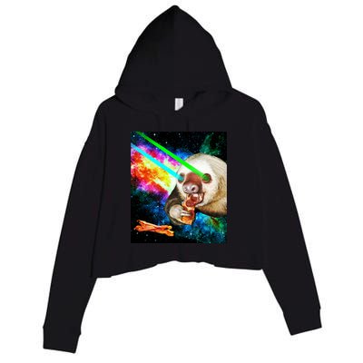 Space Hunger Dinner In Space Sloth Laser Pizza Crop Fleece Hoodie