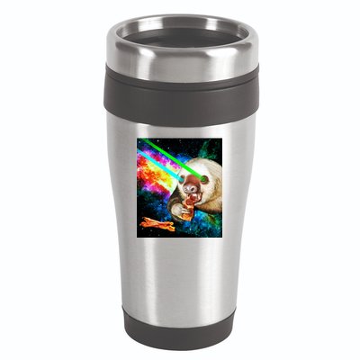 Space Hunger Dinner In Space Sloth Laser Pizza 16oz Travel Tumbler