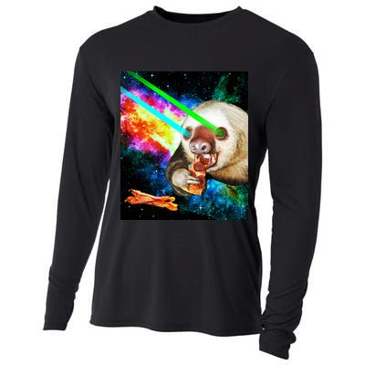 Space Hunger Dinner In Space Sloth Laser Pizza Cooling Performance Long Sleeve Crew