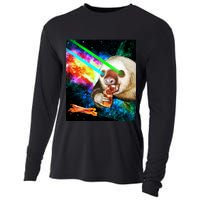Space Hunger Dinner In Space Sloth Laser Pizza Cooling Performance Long Sleeve Crew
