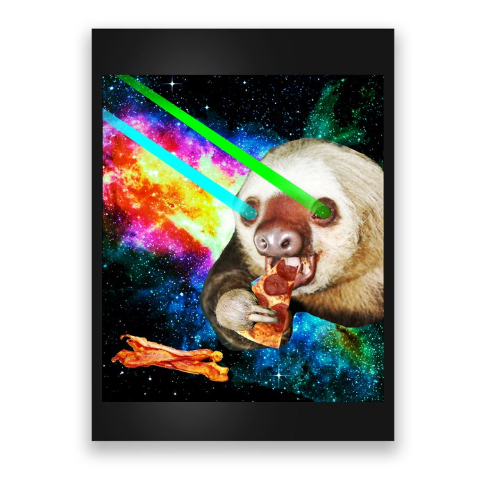 Space Hunger Dinner In Space Sloth Laser Pizza Poster