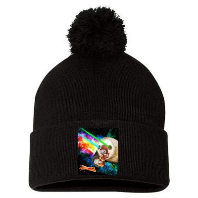 Space Hunger Dinner In Space Sloth Laser Pizza Pom Pom 12in Knit Beanie
