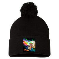 Space Hunger Dinner In Space Sloth Laser Pizza Pom Pom 12in Knit Beanie