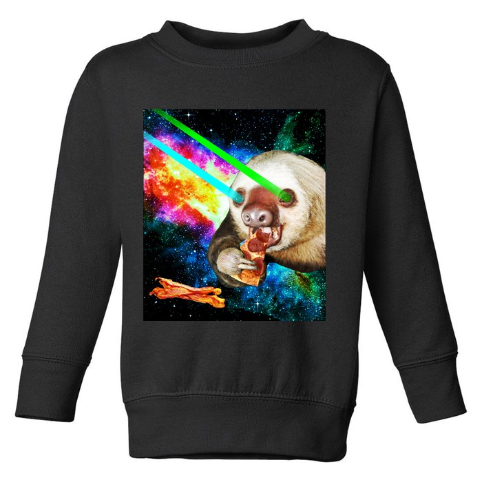 Space Hunger Dinner In Space Sloth Laser Pizza Toddler Sweatshirt