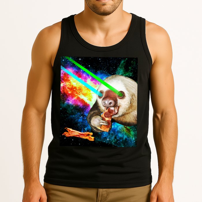 Space Hunger Dinner In Space Sloth Laser Pizza Tank Top