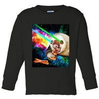 Space Hunger Dinner In Space Sloth Laser Pizza Toddler Long Sleeve Shirt