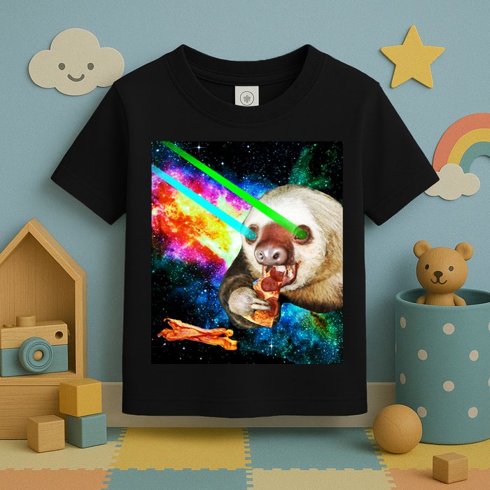 Space Hunger Dinner In Space Sloth Laser Pizza Toddler T-Shirt
