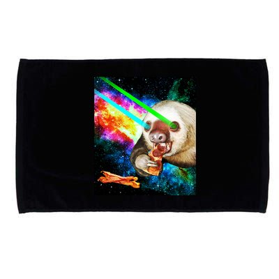 Space Hunger Dinner In Space Sloth Laser Pizza Microfiber Hand Towel