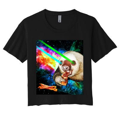 Space Hunger Dinner In Space Sloth Laser Pizza Crop Top