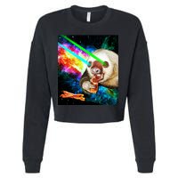 Space Hunger Dinner In Space Sloth Laser Pizza Cropped Pullover Crew
