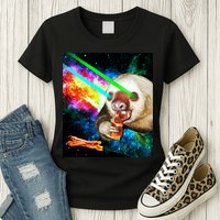 Space Hunger Dinner In Space Sloth Laser Pizza Womens T-Shirt