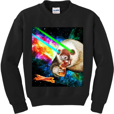 Space Hunger Dinner In Space Sloth Laser Pizza Kids Sweatshirt
