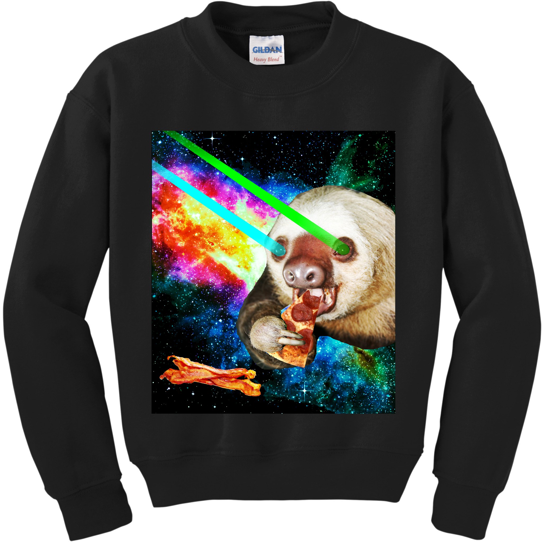 Space Hunger Dinner In Space Sloth Laser Pizza Kids Sweatshirt