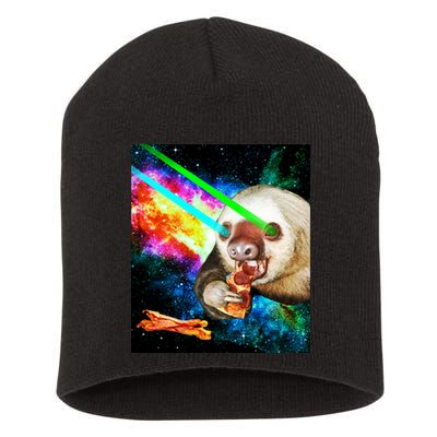 Space Hunger Dinner In Space Sloth Laser Pizza Short Acrylic Beanie