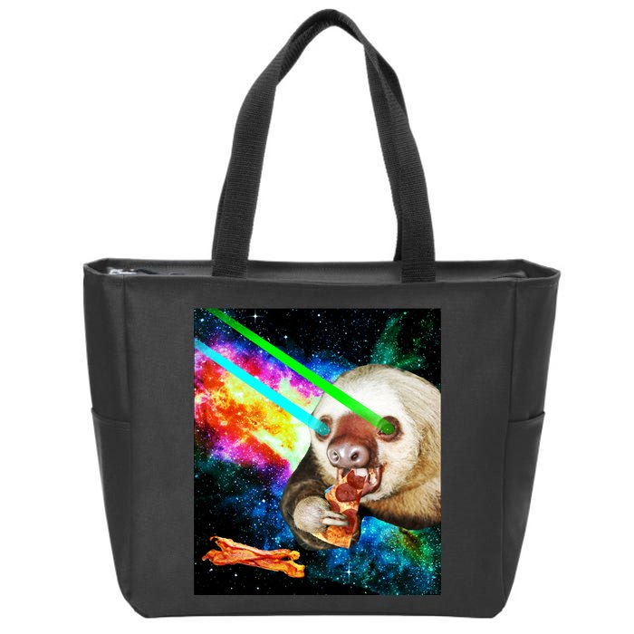 Space Hunger Dinner In Space Sloth Laser Pizza Zip Tote Bag