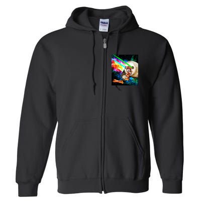 Space Hunger Dinner In Space Sloth Laser Pizza Full Zip Hoodie