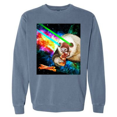 Space Hunger Dinner In Space Sloth Laser Pizza Garment-Dyed Sweatshirt