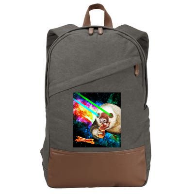 Space Hunger Dinner In Space Sloth Laser Pizza Cotton Canvas Backpack