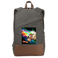 Space Hunger Dinner In Space Sloth Laser Pizza Cotton Canvas Backpack