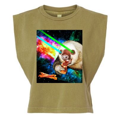 Space Hunger Dinner In Space Sloth Laser Pizza Garment-Dyed Women's Muscle Tee