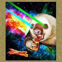 Space Hunger Dinner In Space Sloth Laser Pizza Garment-Dyed Women's Muscle Tee