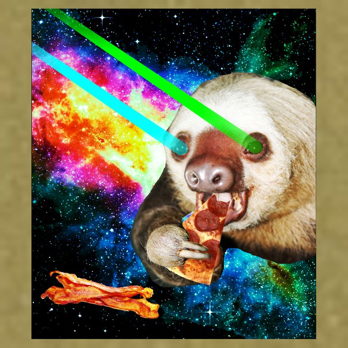 Space Hunger Dinner In Space Sloth Laser Pizza Garment-Dyed Women's Muscle Tee