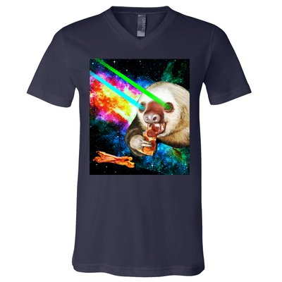 Space Hunger Dinner In Space Sloth Laser Pizza V-Neck T-Shirt