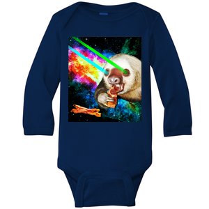 Space Hunger Dinner In Space Sloth Laser Pizza Baby Long Sleeve Bodysuit