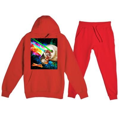 Space Hunger Dinner In Space Sloth Laser Pizza Premium Hooded Sweatsuit Set