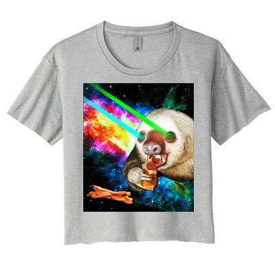 Space Hunger Dinner In Space Sloth Laser Pizza Women's Crop Top Tee