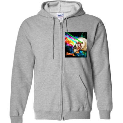 Space Hunger Dinner In Space Sloth Laser Pizza Full Zip Hoodie